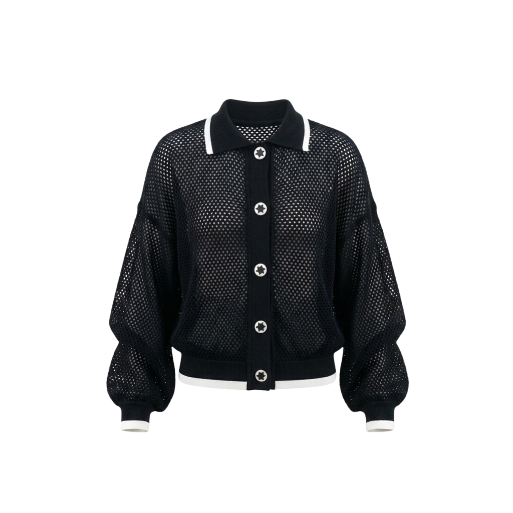 Perforated Knit Cardigan