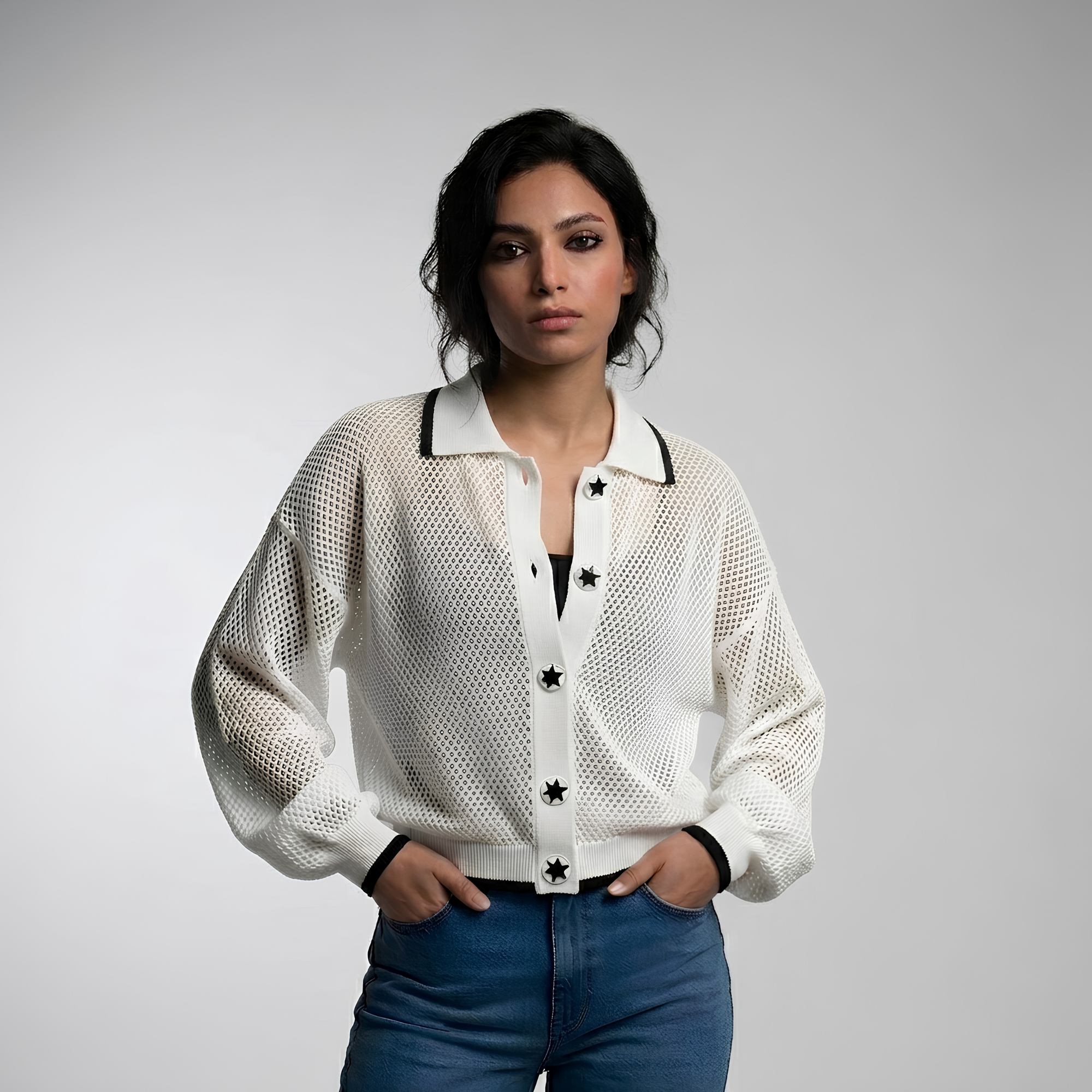 Perforated Knit Cardigan