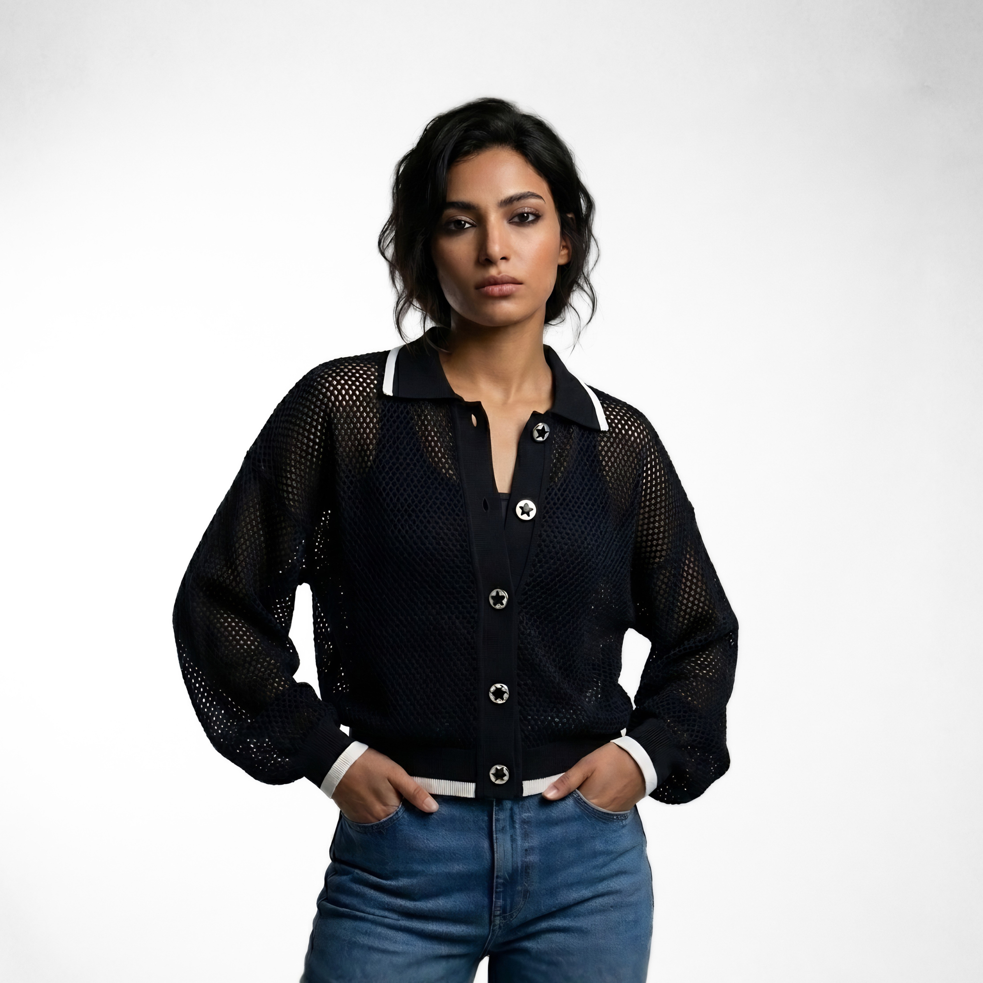 Perforated Knit Cardigan