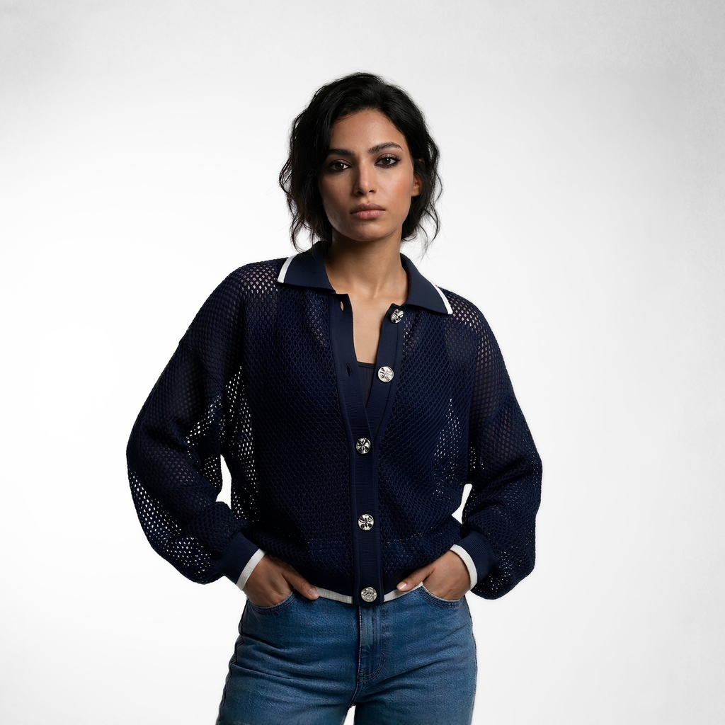 Perforated Knit Cardigan