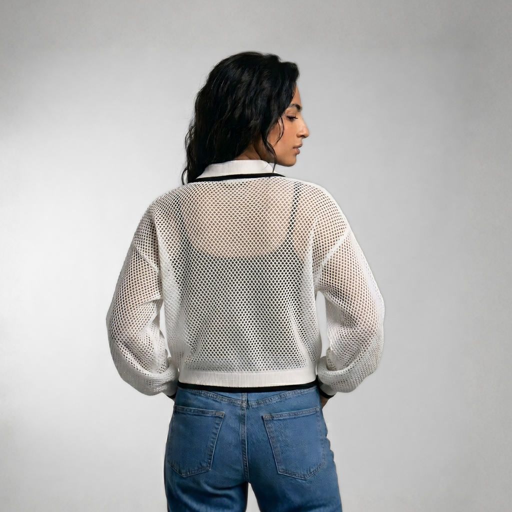 Perforated Knit Cardigan
