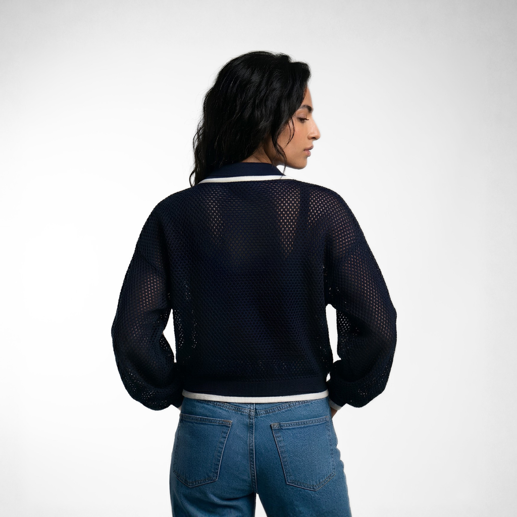 Perforated Knit Cardigan