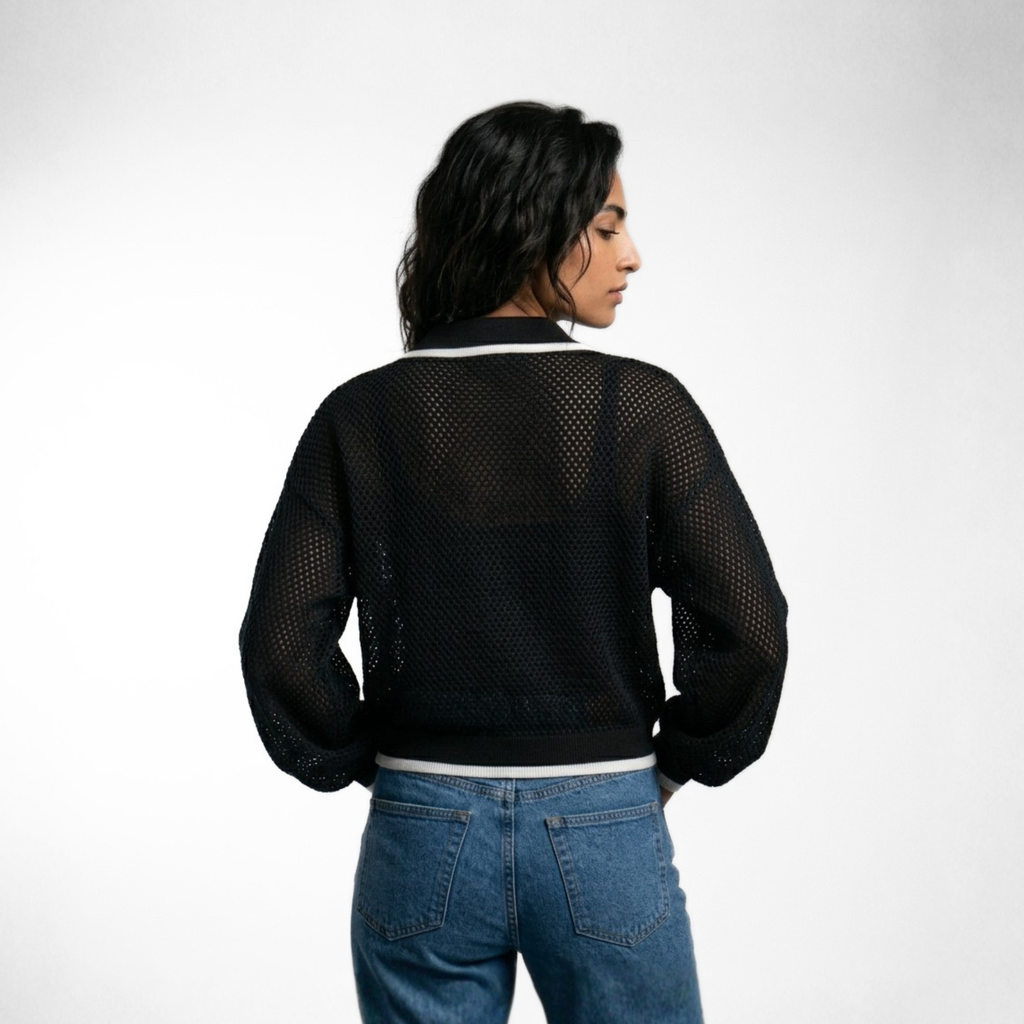 Perforated Knit Cardigan