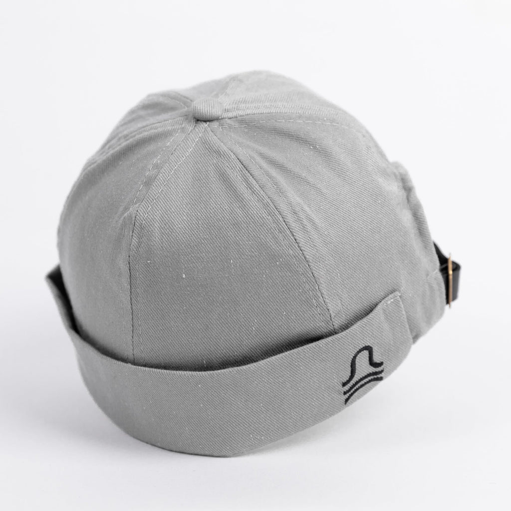 Gray cap with a logo on a white background