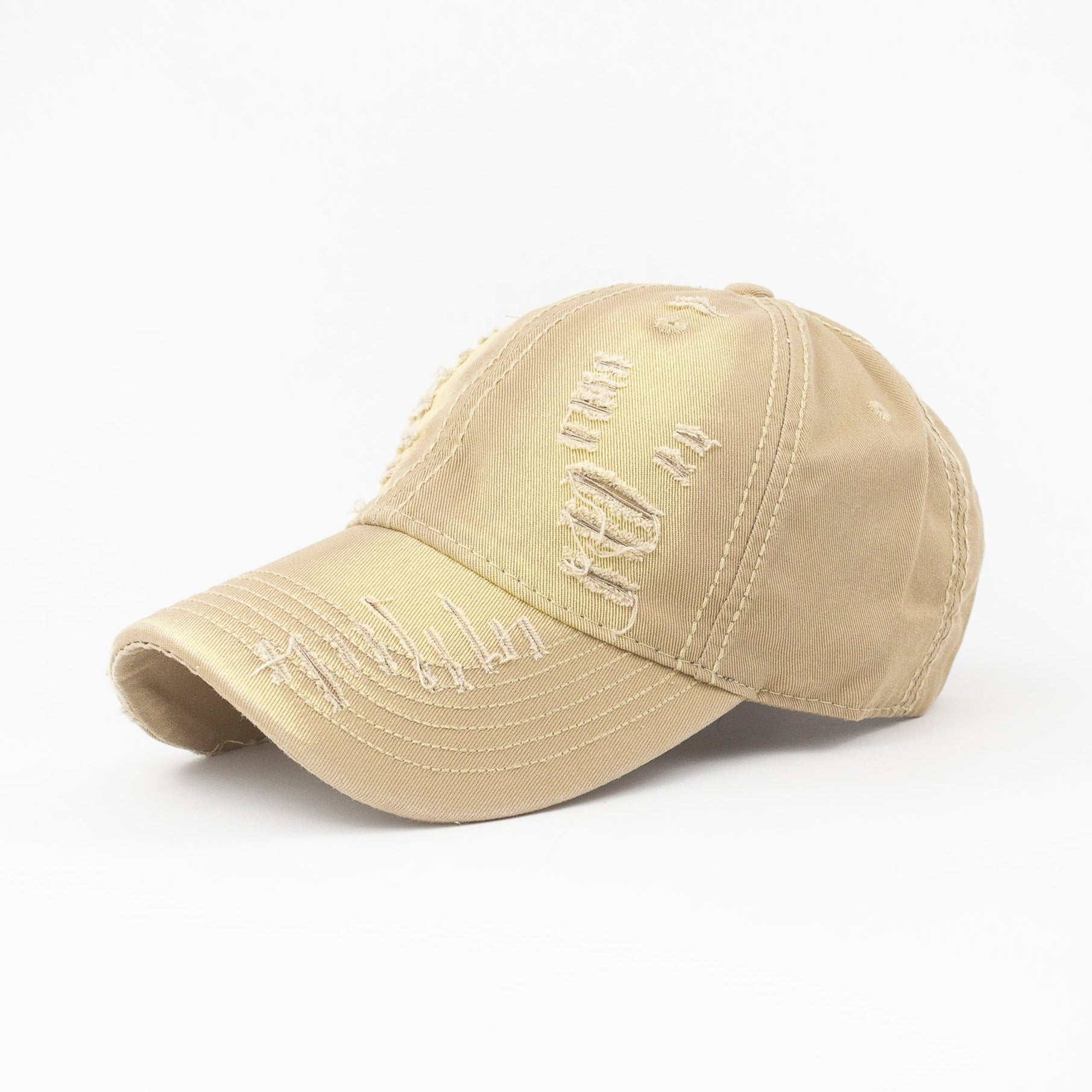 Beige baseball cap on a white background
