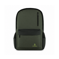 laptop green backpack with light yellow octopus cairo logo
